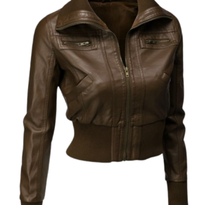 Lupix Studios Signature Ribbed Collar  Leather Jacket