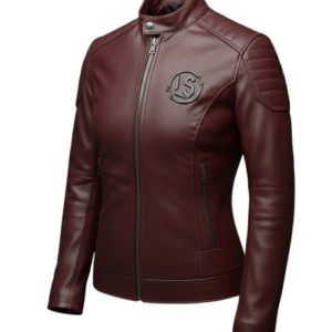Lupix Studios Women's Burgundy  Leather Café Racer Jacket
