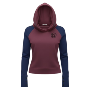 Lupix Studios Women's Plum and Navy Color Block Cowl Neck Hoodie